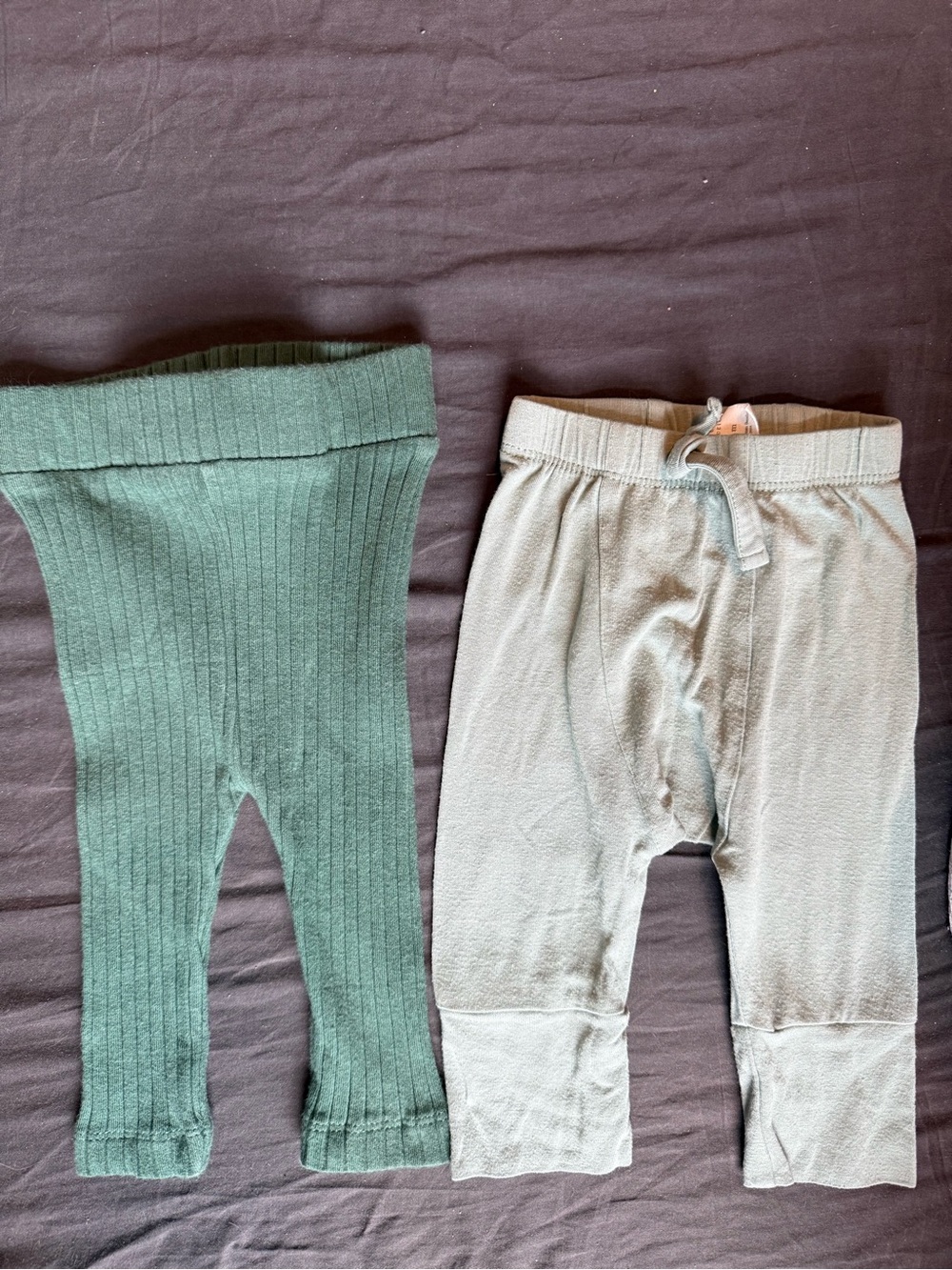 kate quinn Green Ribbed Leggings & Sage Drawstring Pants - 2-Pack